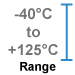 This device measures -40 to +125°C (-40 to +257°F).