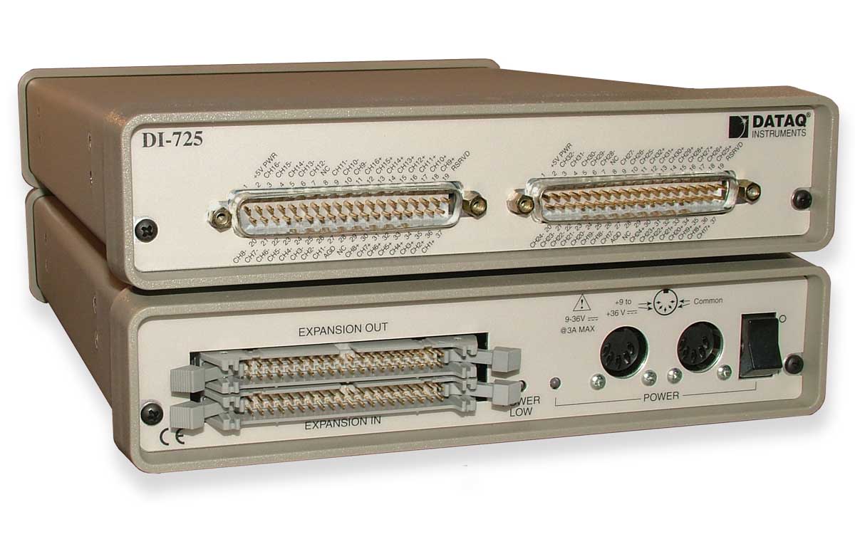 DI-725 Data Acquisition expander front (top) and back(bottom)